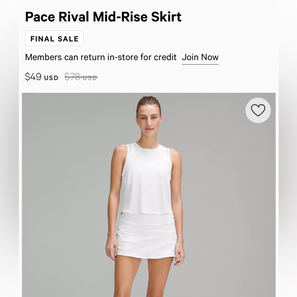 Lululemon Pace Rival Mid-Rise Skirt